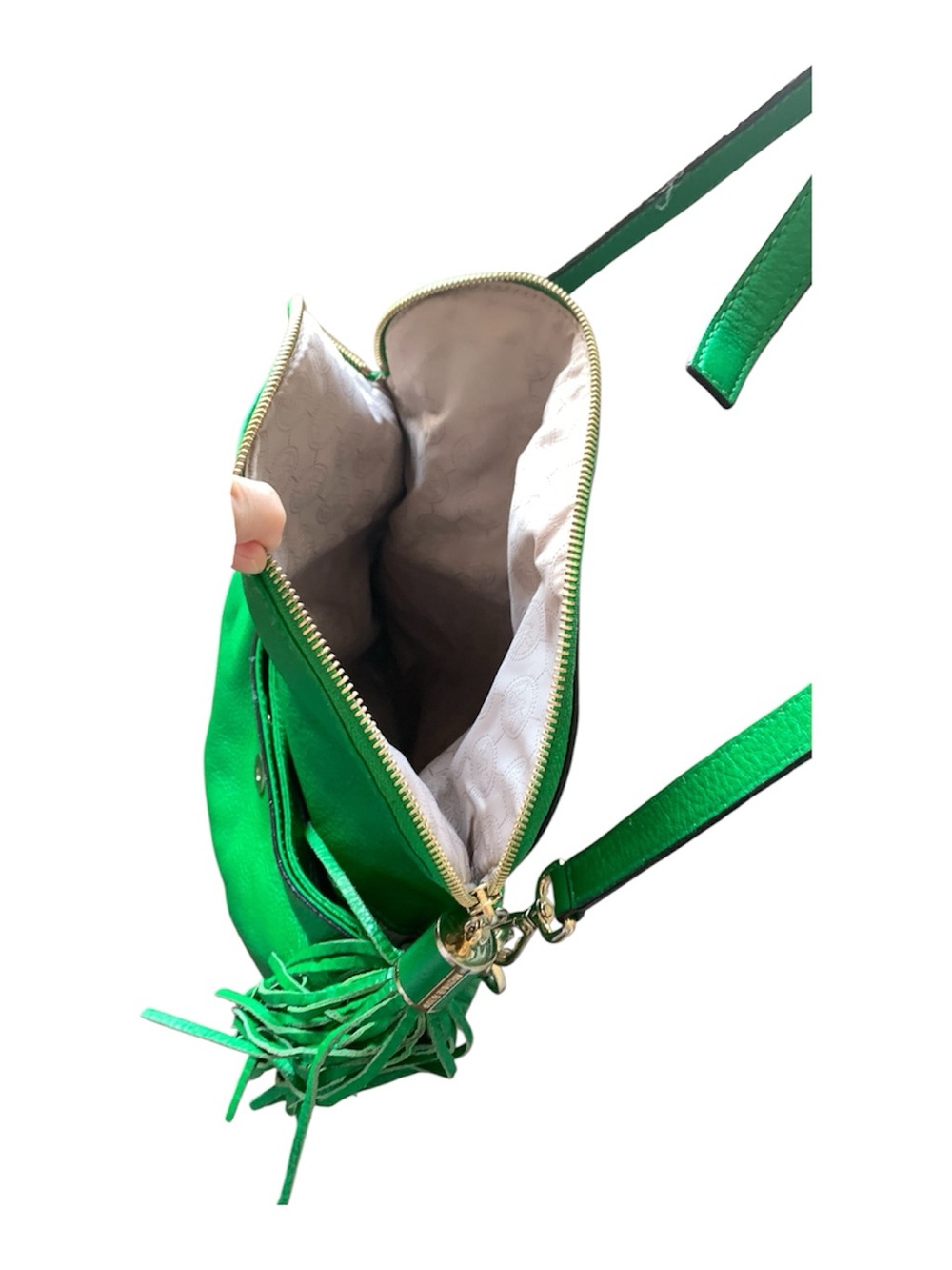 Michael Kors Emerald Green Leather Crossbody with Gold Chain - Picture 8 of 8